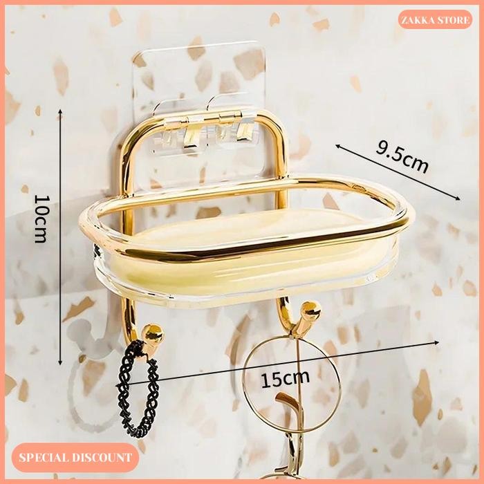 

Zakka Store COD Tempat Sabun Dinding Simpel Tanpa Paku / Kotak Sabun Kamar Mandi Ganda Drainase - A Trans