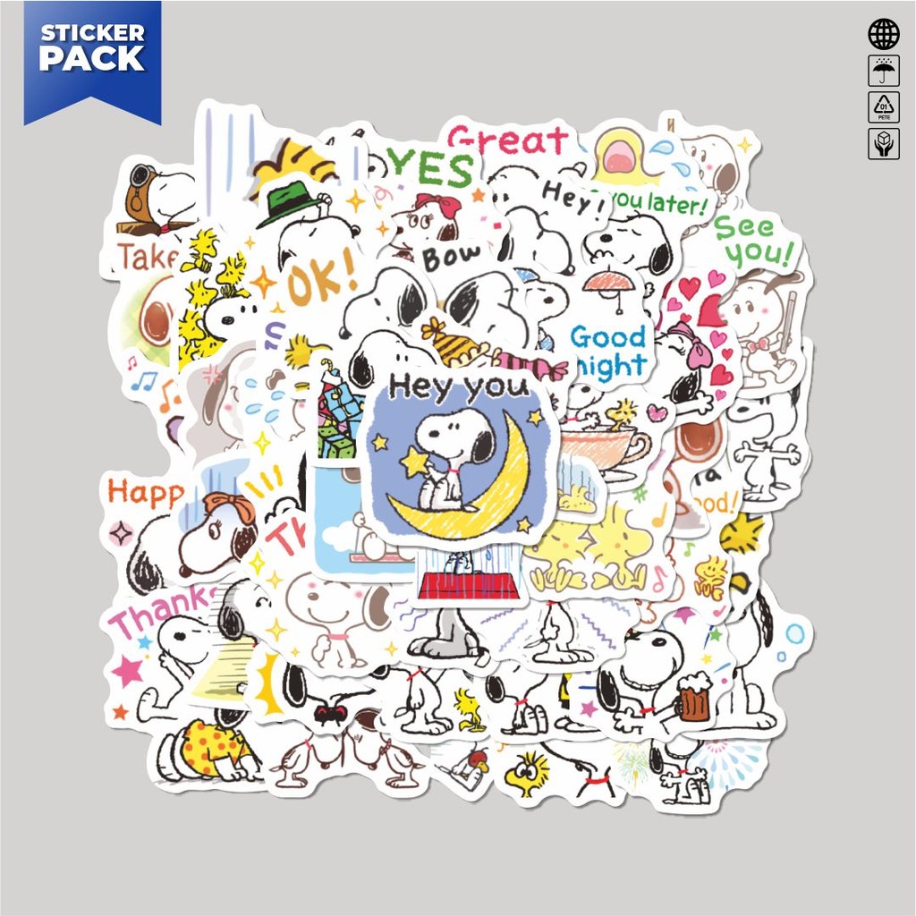 

[100PCS]Stiker Pack Stiker Kartun Snoopy V16 Aesthetic Vinyl Anti Air Dekorasi Sticker Laptop Buku Journal Koper Helm Casing HP Gitar Helm Skateboard