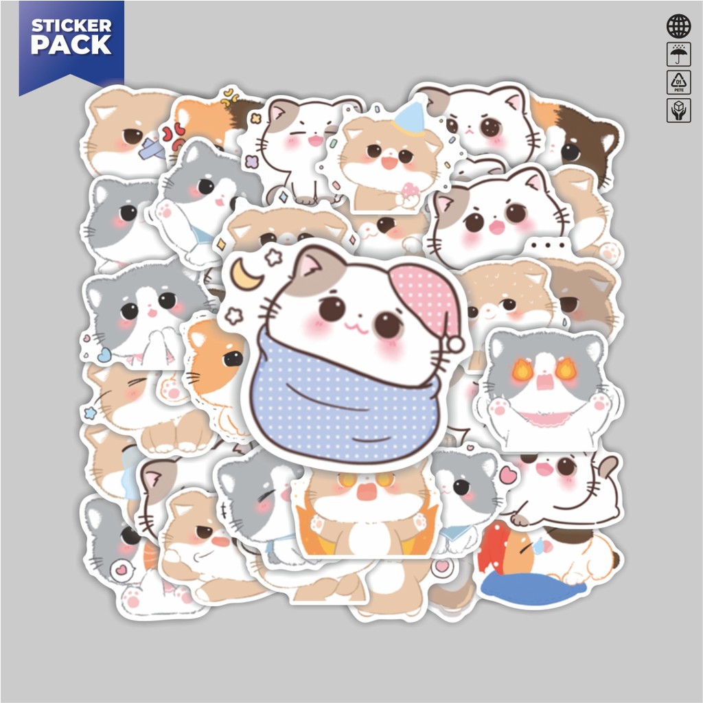 

[100PCS]Stiker Pack Stiker Animal Cat Jaomeow [Kucing] Aesthetic Vinyl Anti Air Dekorasi Sticker Laptop Buku Journal Koper Helm Casing HP Gitar Helm Skateboard