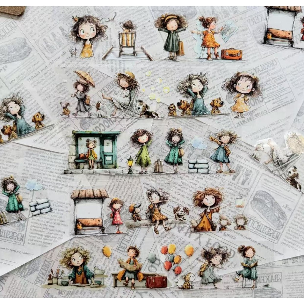 

NEVERLAND Vintage Little Curly Days Washi PET Tape Planner DIY Card Making Scrapbooking Plan Decorative Sticker