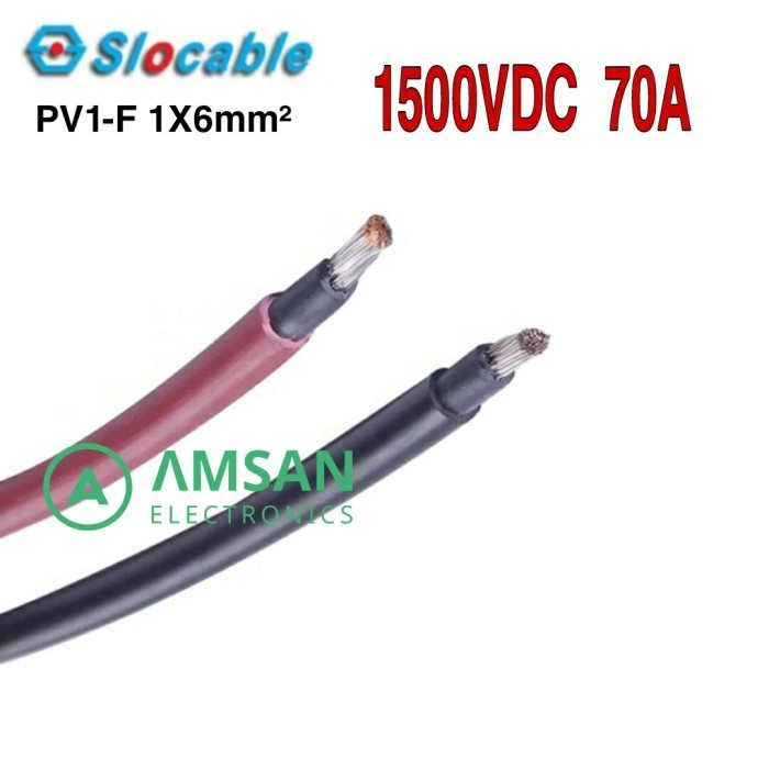 PV1-F 1x 6mm 1X6mm Slocable 70A 1500VDC Kabel Panel Surya PV 1F Single Core