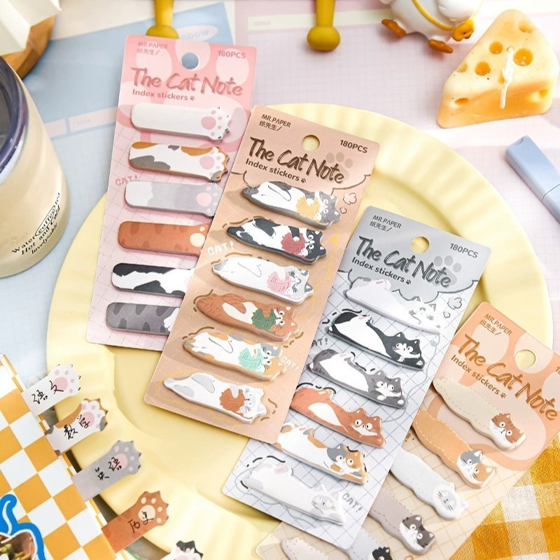 

TERLARIS The Cat Note Sticky Note Kucing Memo Pad Stiker Indeks Kucing Lucu Pembatas Buku 180pcs
