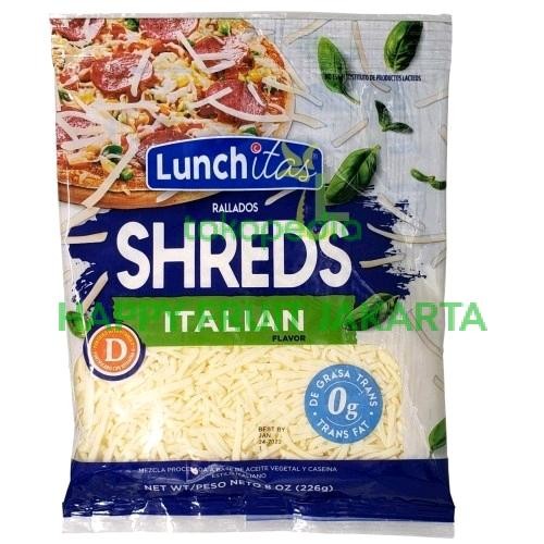 

Lunchitas italian flavor shreds | keju analog parut | 226 grm