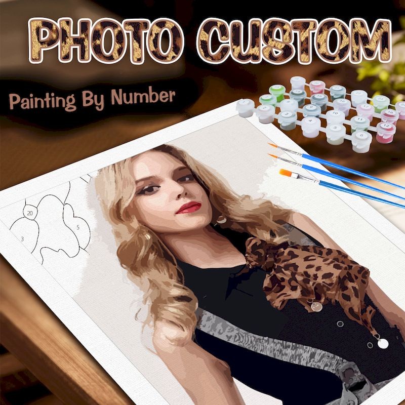 

GATYZTORY 24/36 Color Personalised Paint By Numbers Photo Custom DIY Oil Painting By Number Picture Canvas Portrait Family Child