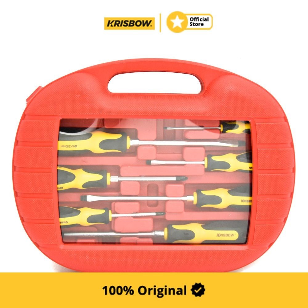 Original Krisbow Screwdriver Set Obeng (10 Pcs) Lrsst10