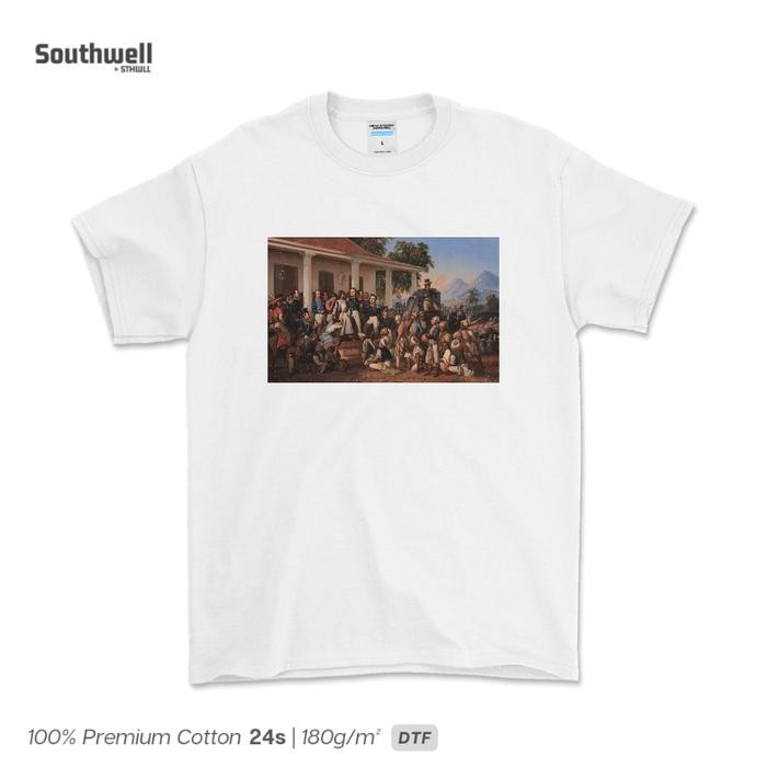 (COD) Kaos Lukisan Raden Saleh 1857 Penangkapan Pangeran Diponegoro T-shirt - Putih, S