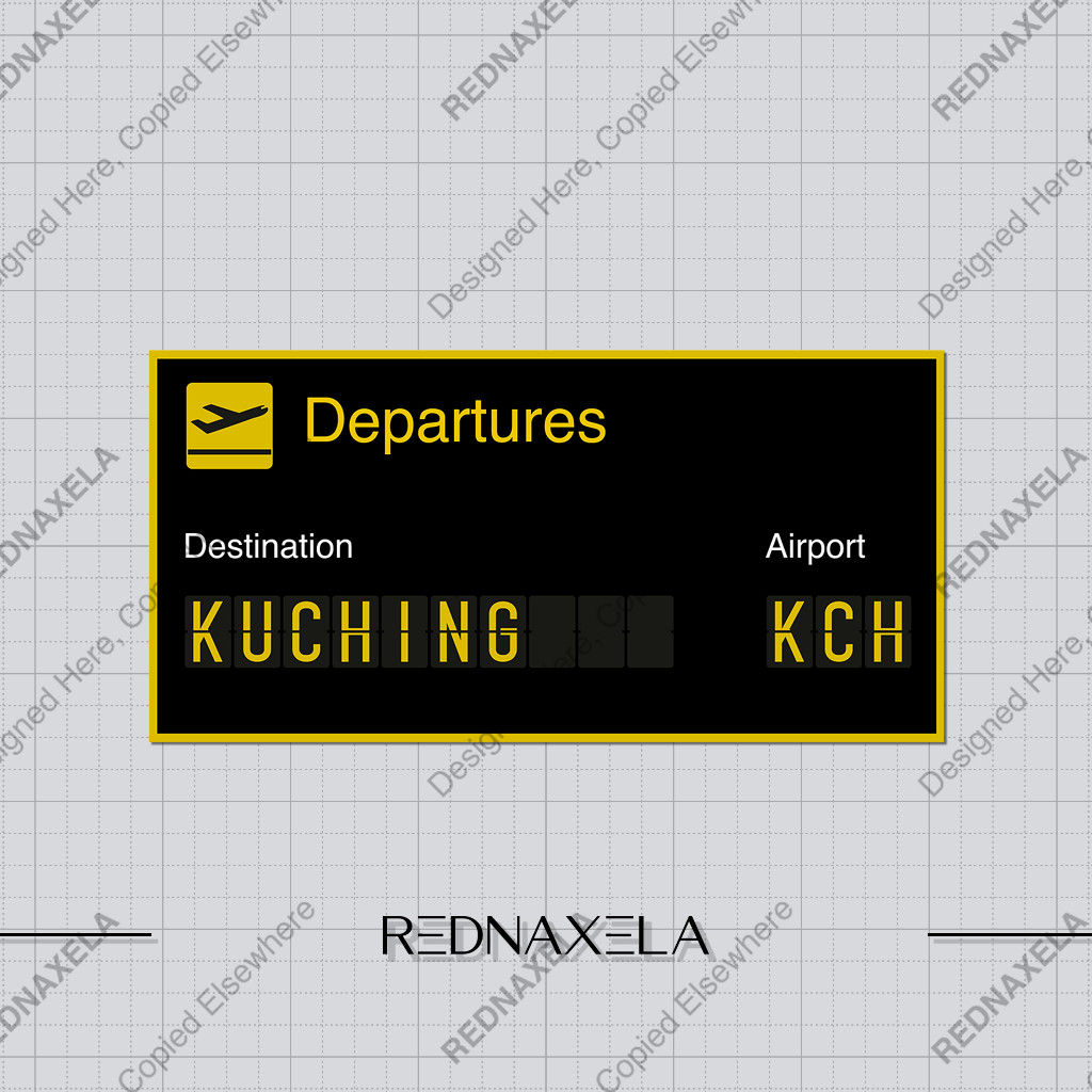 

Stiker Vinyl Airport Sign KUC Kuching Departures Stiker Koper Travel Sticker