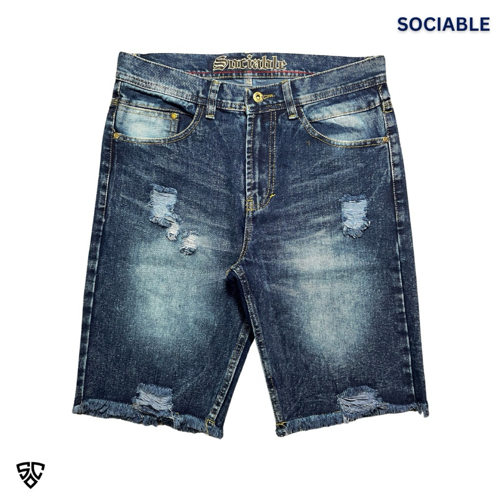 Celana Pendek Jeans Pria Short Denim Pants Unfinished Raw