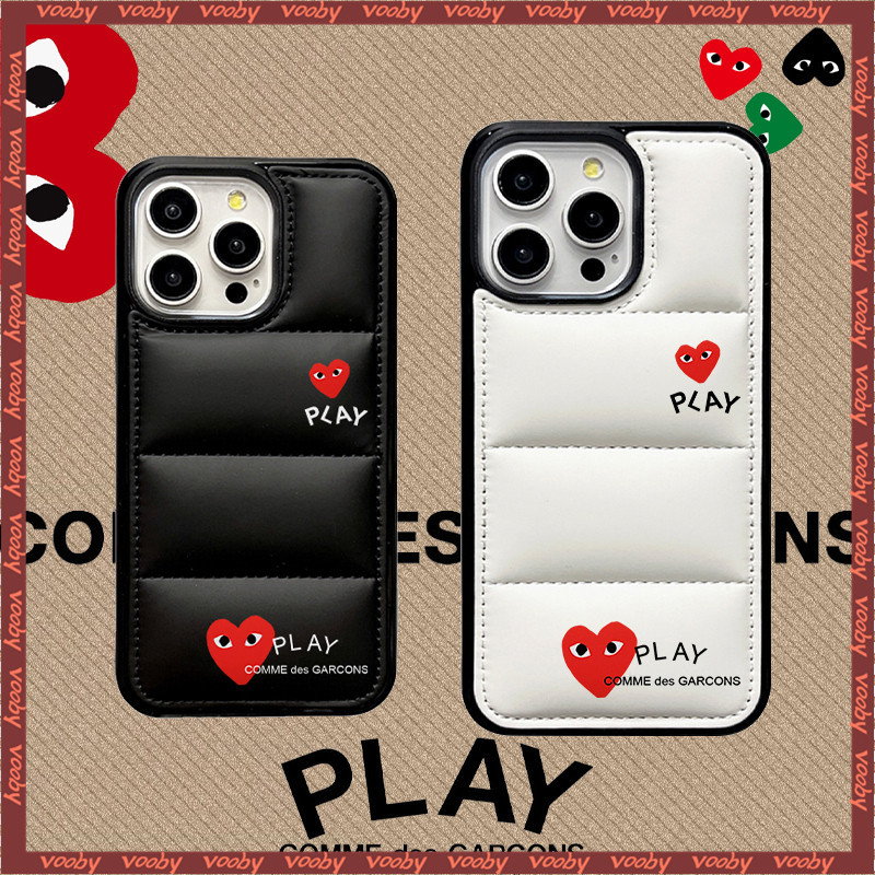 CDG PLAY COMME des GARCONS Label lucu keras cangkang Jaket bawah Kasus telepon Cocok untuk IPhone16 