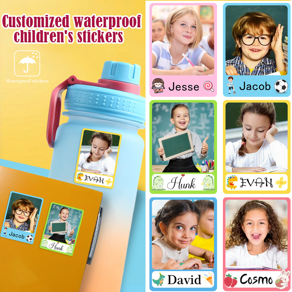 

Personalized Label Stickers -Custom Name Stickers for Water Bottles, Cups, and Children's Kindergarten Stationery Waterproof ZP1