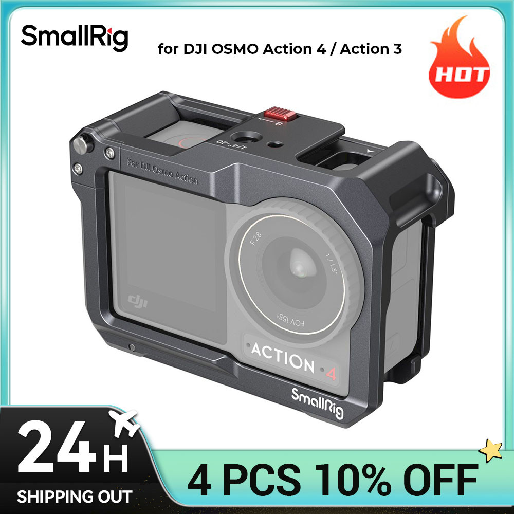 SmallRig for OSMO Action 4/3 Camera Cage, Protective Cage Compatible for DJI Mic,Protective Frame fo
