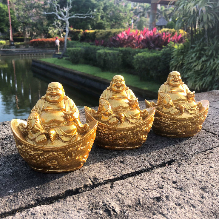 Patung Budha Tertawa Happy Buddha patung fengshui miniatur patung keberuntungan