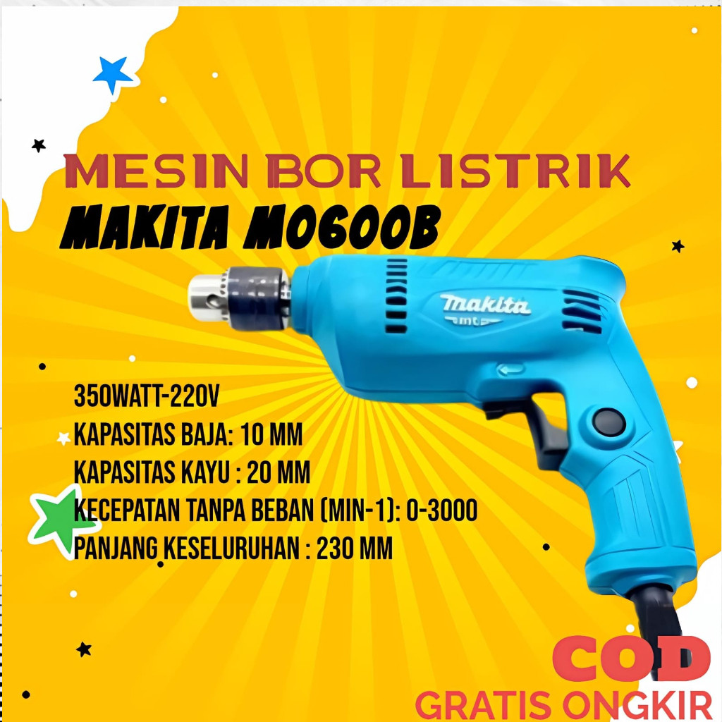 Mesin Bor Listrik Makita 10mm – Alat Drill Multifungsi Besi, Kayu & Tembok
