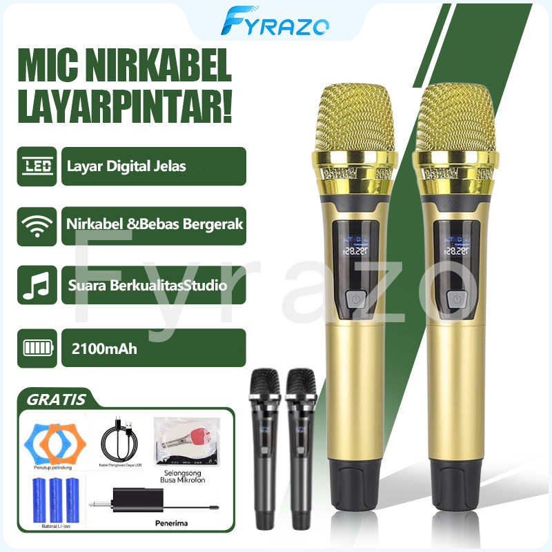 kumbaraelektrik 【Ready】Gold Mikrofon Mikrofon Nirkabel Vokal Suara Terbaik Dual Handheld Mikrofon Bl