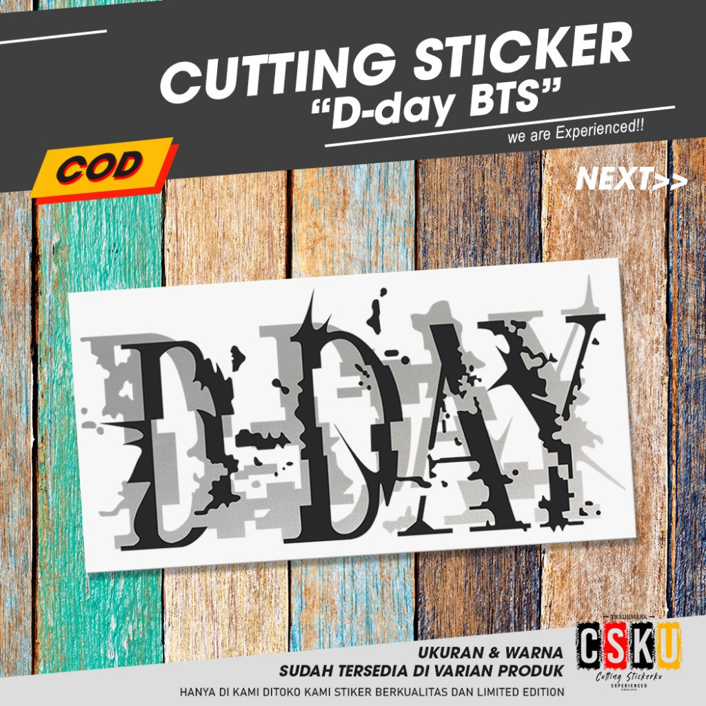 Cutting Sticker Reflective D-day BTS Suga Variasi Motor Mobil Anti Air Tahan Lama Aksesoris Keren