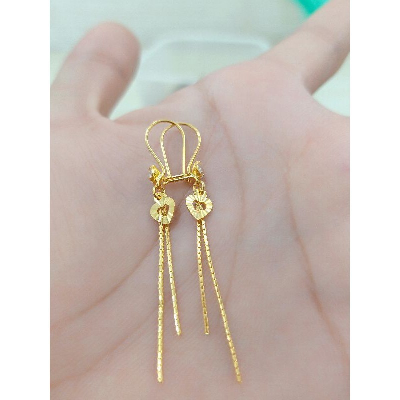 COD PERHIASAN anting love bolong titanium gold perhiasan wanita dewasa  elegan cantik termurah anti 