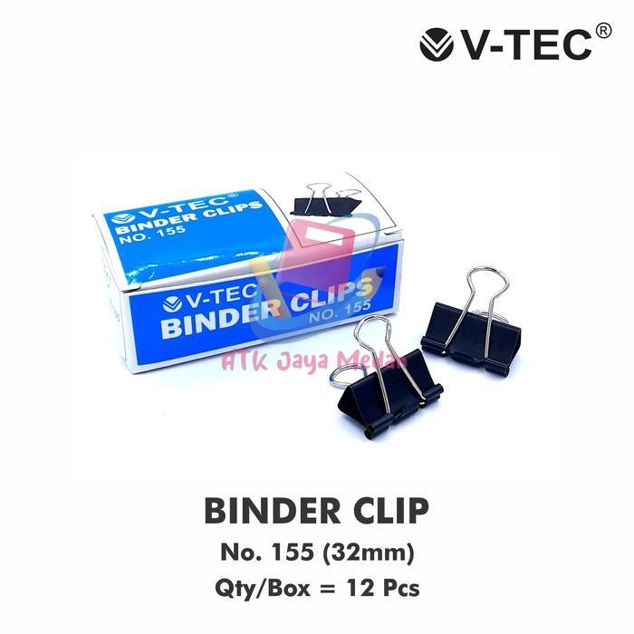 

[1 BOX] Penjepit Kertas Serbaguna / Binder Clip Ukuran Kecil No 155 Isi 12 Pcs Vtec