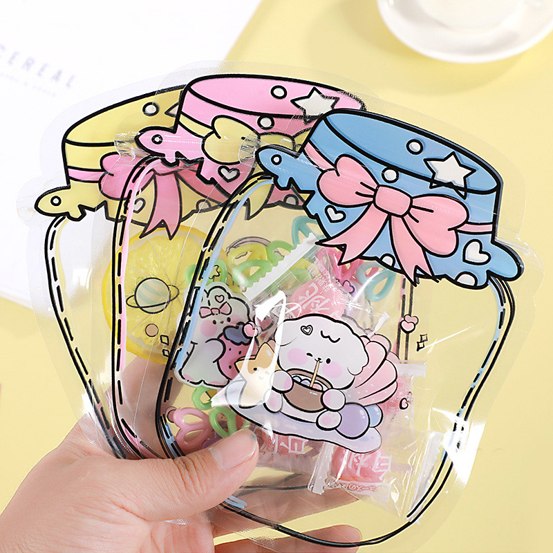 

20Pcs/60Pcs Cartoon Printed Snack Cookie Storage Bag Self Sealing Design Easy to Use Small Item Storage Creative Candy PE Bag