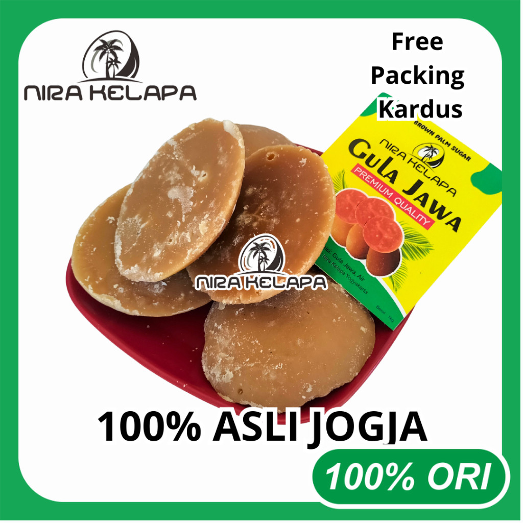 Gula Jawa 1kg Asli Nira Kelapa Jogja Murni Tradisional Warna Merah Coklat  Bulat Batok Original