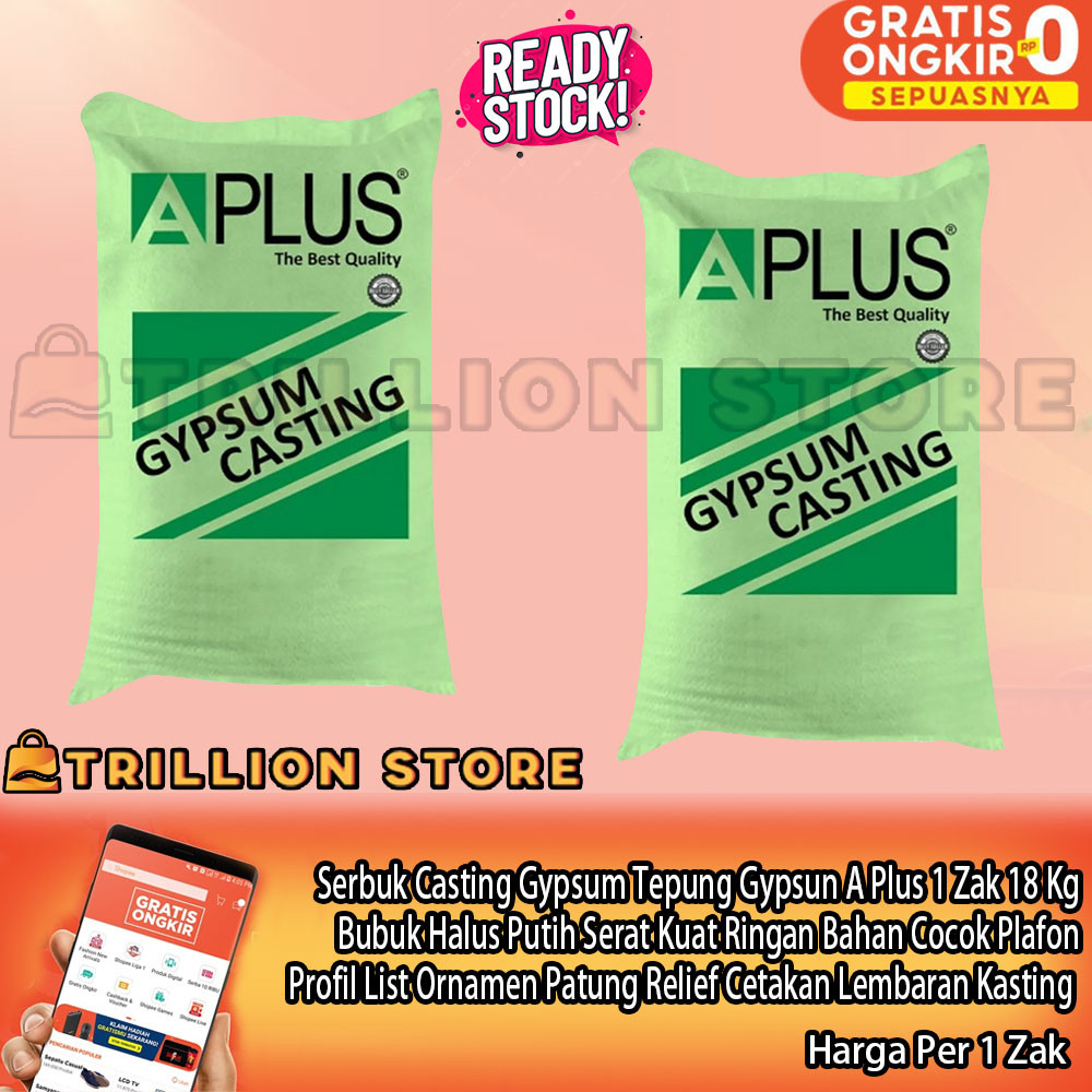 Serbuk Casting Gypsum Tepung Gypsun A Plus 1 Zak 18 Kg Material Bubuk Halus Putih Cocok Patung Hias 