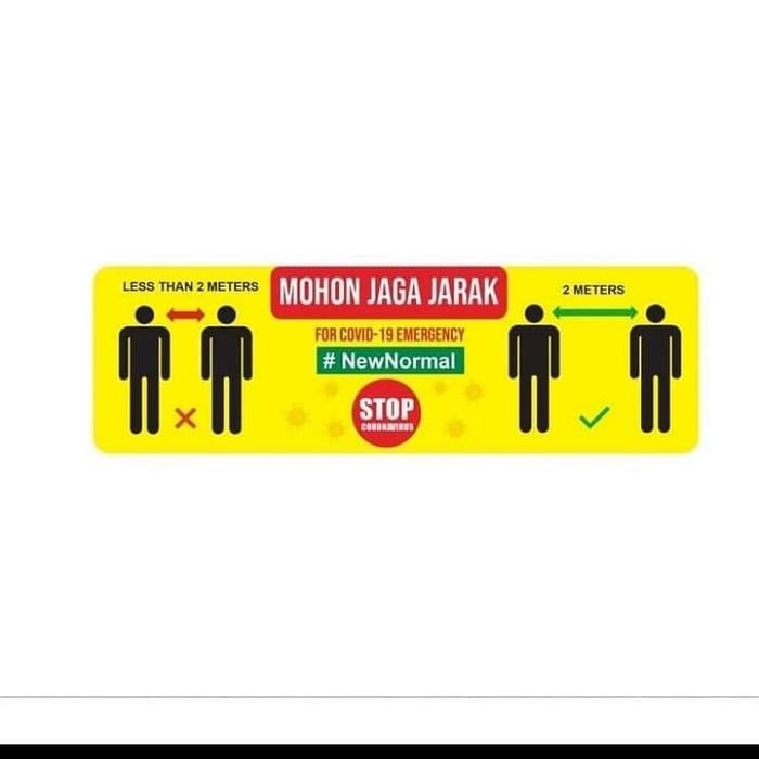 

SIGN STICKER K3 RAMBU SAFETY MOHON JAGA JARAK NEW NORMAL UK 10X30CM