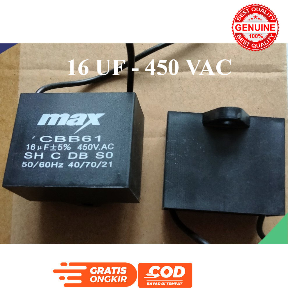 KAPASITOR KIPAS 16UF 450V CAPASITOR SEGI KOTAK 16 UF 450 V MAX