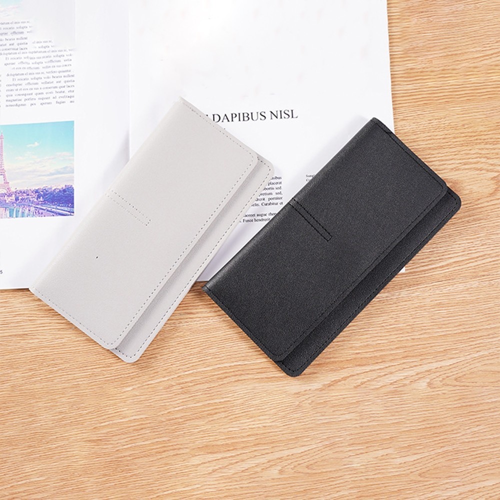 KOOKY  - Dompet Lipat Panjang Wanita Simple Polos Elegan Dompet Kulit PU Fashion Dompet HP