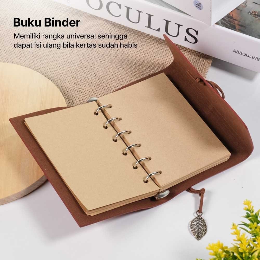 

ASSSTREToddi PHANTACI Buku Catatan Binder Kulit Retro Leaf Kertas B7 - BSD666