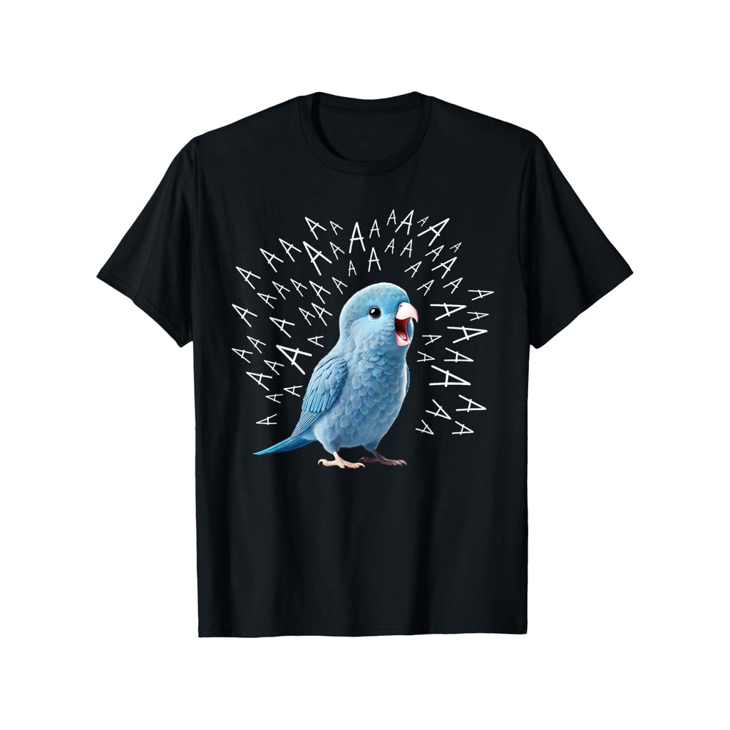 Kaos Pria Lucu Burung Beo Biru Berteriak - Desain Suara AA AA - Kemeja Katun Tebal 180g, Cocok untuk