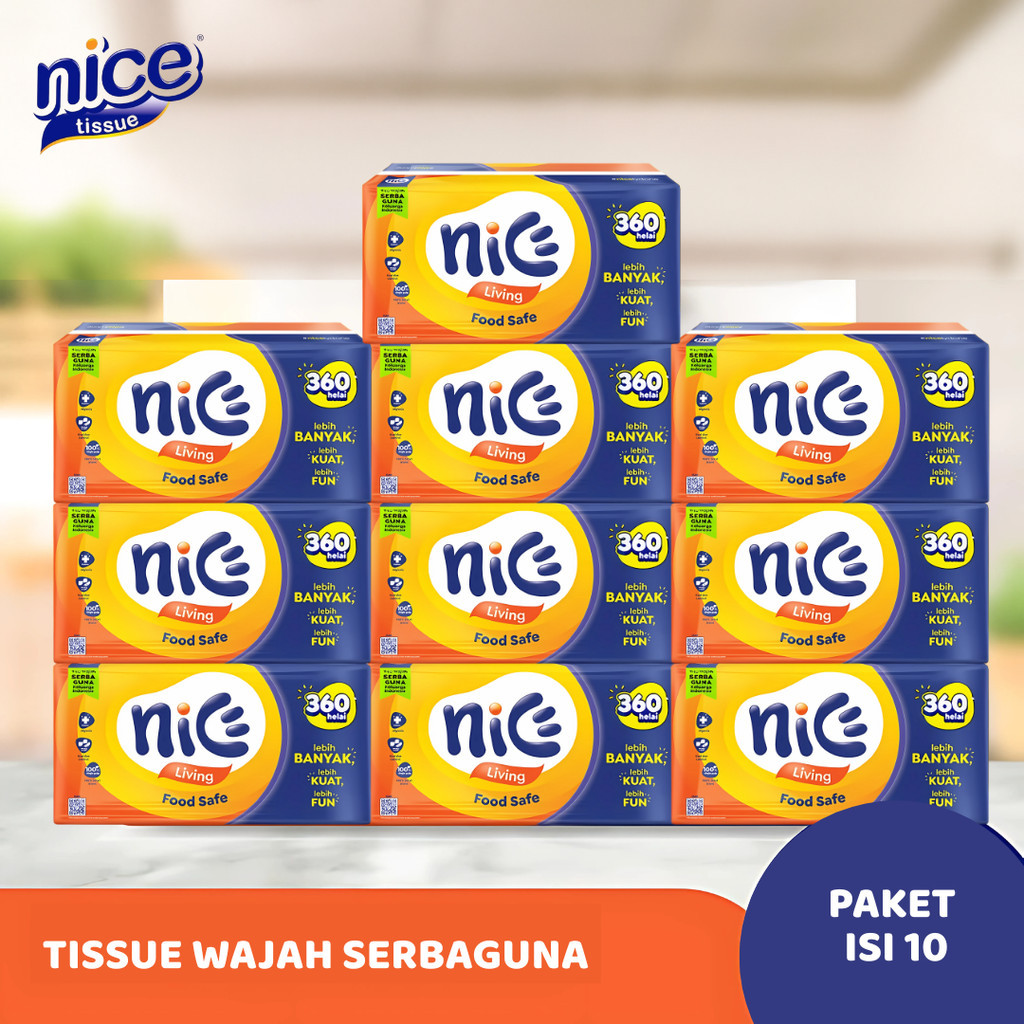 Tisu Nice 10 Pack Murah Tissue Wajah Lembut 180 Sheet 360 Helai Tisue Facial Muka 10 Pcs