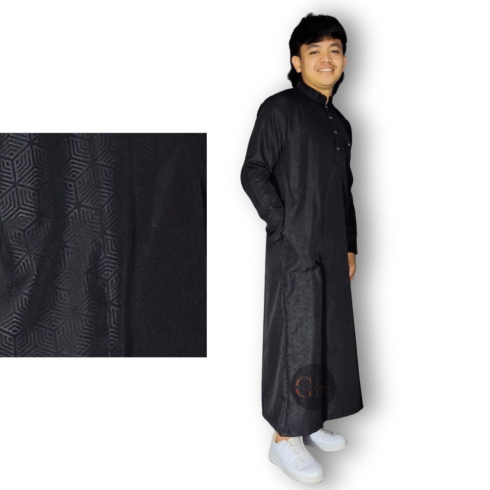 Jubah Gamis Pria Dewasa Lengan Panjang Embos Premium Motif Timbul