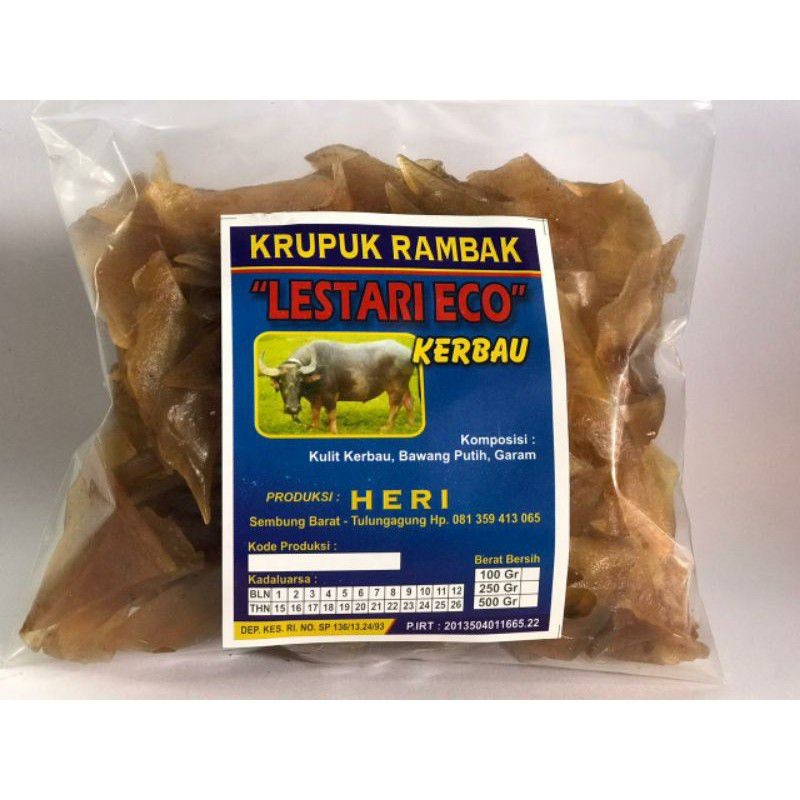 Kerupuk rambak kerbau mentah asli khas Tulungagung 250 gram