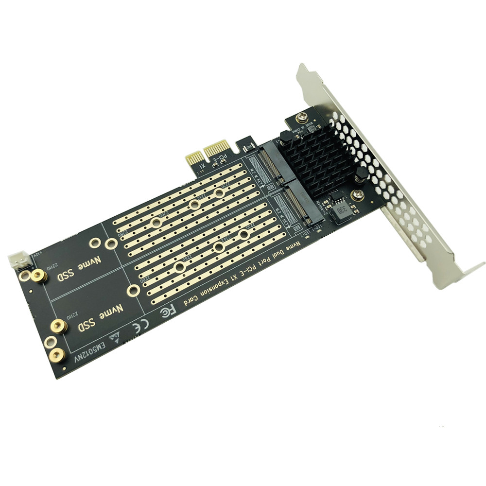 PCIe to M.2 NVMe adapter card Dual NVMe SSD support with PCIe X1 expansion card