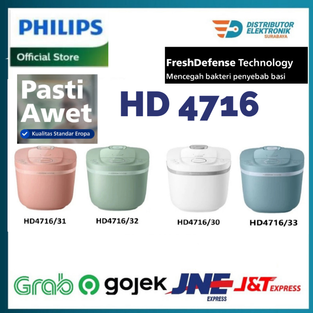 PHILIPS DIGITAL RICE COOKER HD4515 / HD 4515 Putih 8 menu / MAGIC COM PHILIPS HD4515 - Anti Lengket 