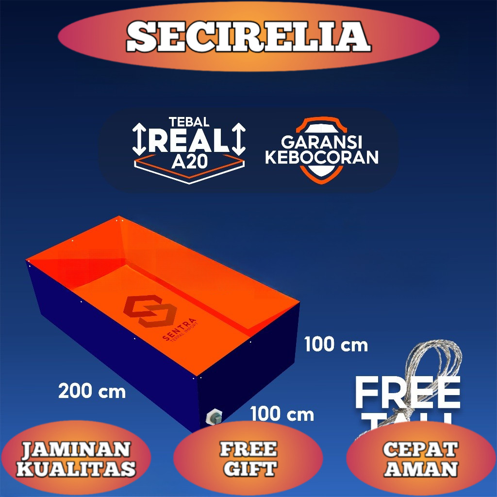 Kolam Terpal 200x200x100 / 200x200x100 / 2x2x1 / 2x2x1 Tebal A20 / A15 / A12 / A8 / A5 / A3 Kolam Te