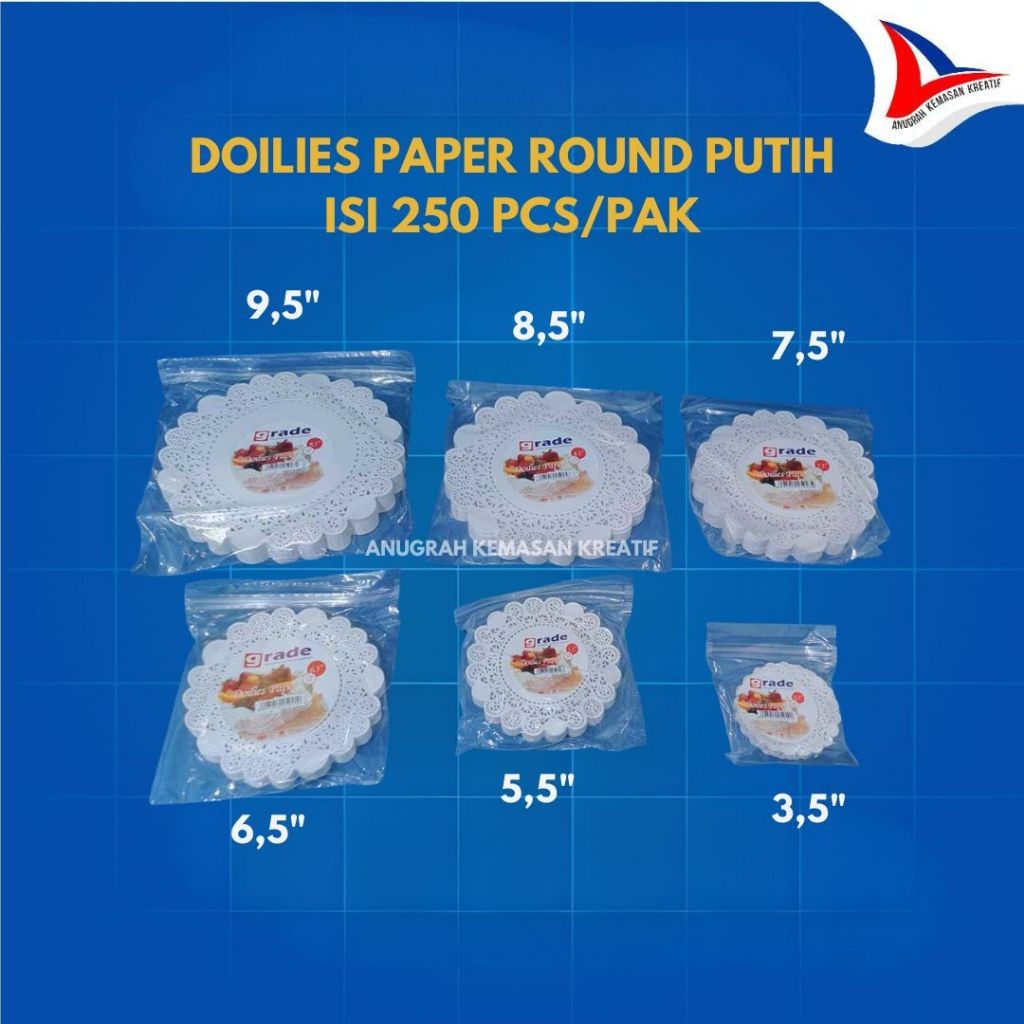Grade Doilies Round Kertas Renda Doyley Alas Kue Putih