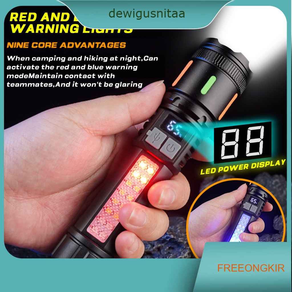 High Power Senter Super Terang LED Zoom Jarak Jauh Senter Sorot 90000 Lumens Sorot Super Terang Lamp