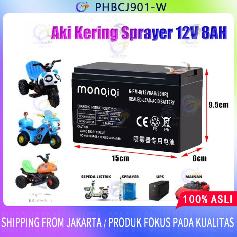 Aki Kering Original 12V 8AH Aki Solar Panel 12V 12AH Baterai Aki Kering Sprayer Elektrik aki tangki 
