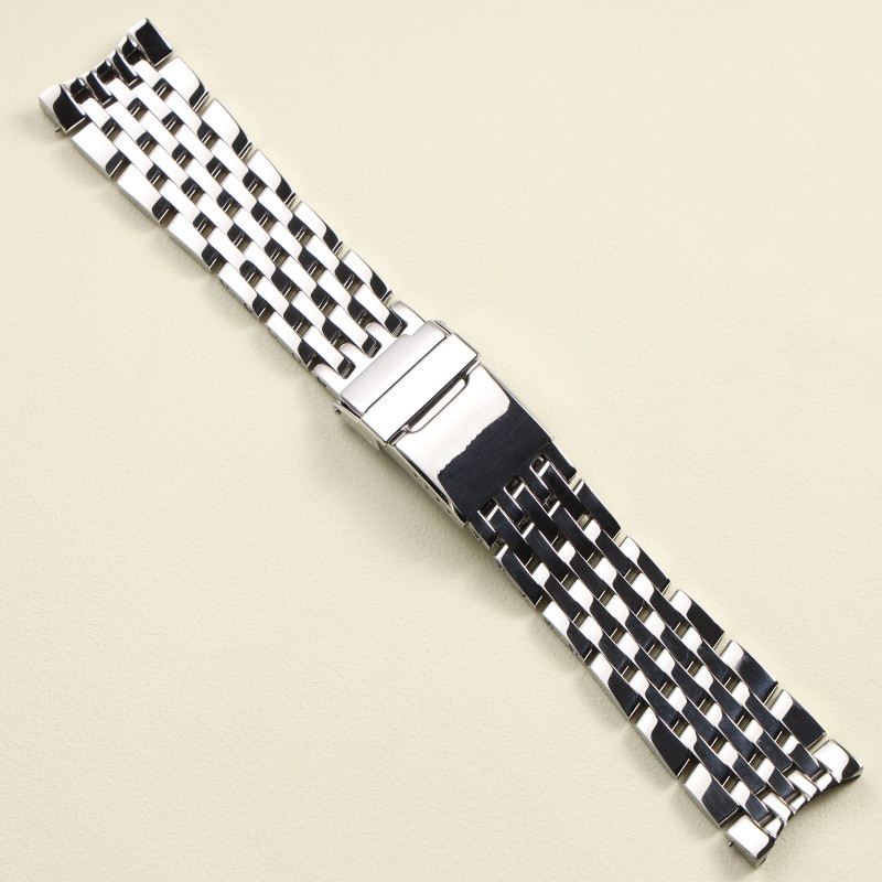 high quality 22 24mm polished silver solid stainless steel watband for Breitling Navitimer metal wat