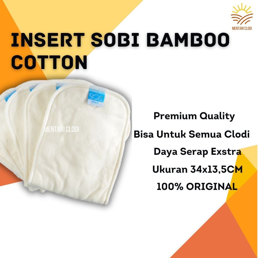 ORIGINAL Insert Bamboo Clodi Sobi Popok Kain Anak Bayi Cuci Ulang Pempes Clody