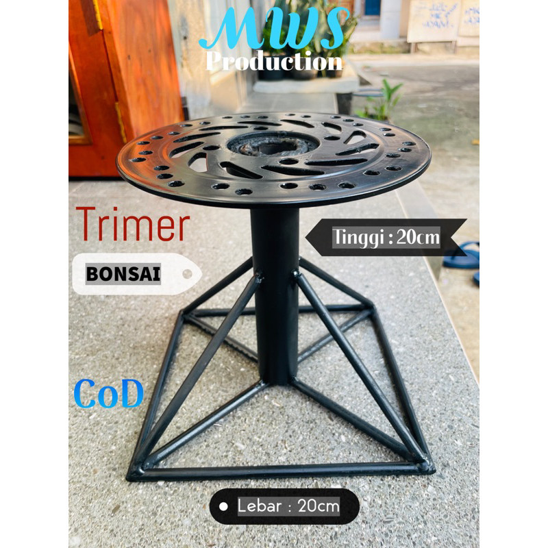 TRIMER bonsai kaki kotak kokoh / meja display besi baja /meja putar