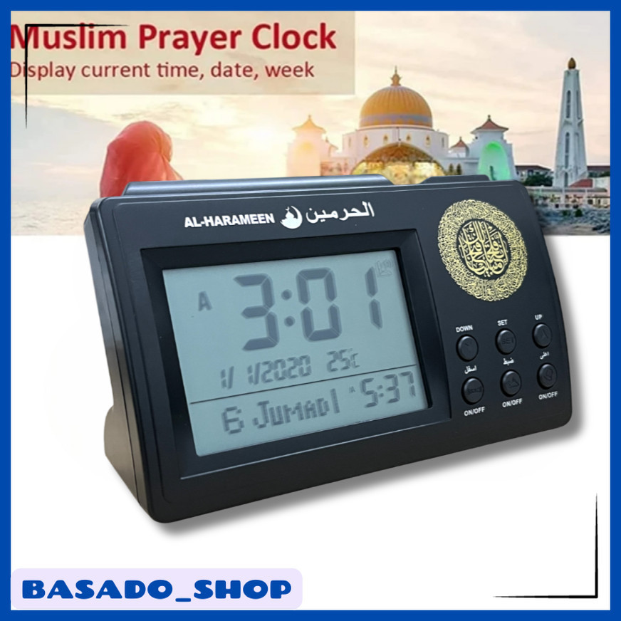 Jam Meja Digital Alarm Adzan Muslim Prayer Watch Clock - HA-3006