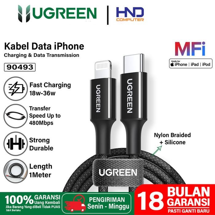 UGREEN Kabel Type C To Lightning Silicone Braided 90493