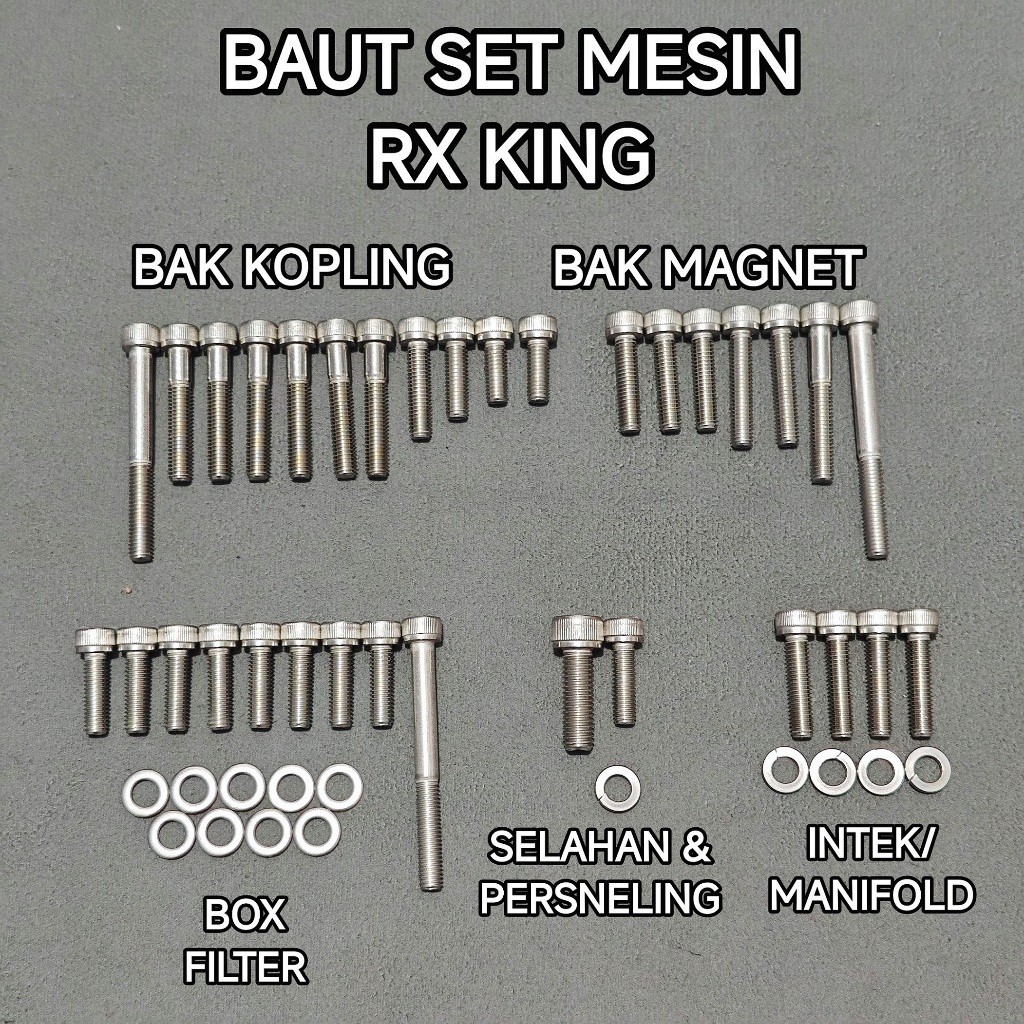 Baut L Set Mesin RX king Full Stainless Asli Merk THE SS304