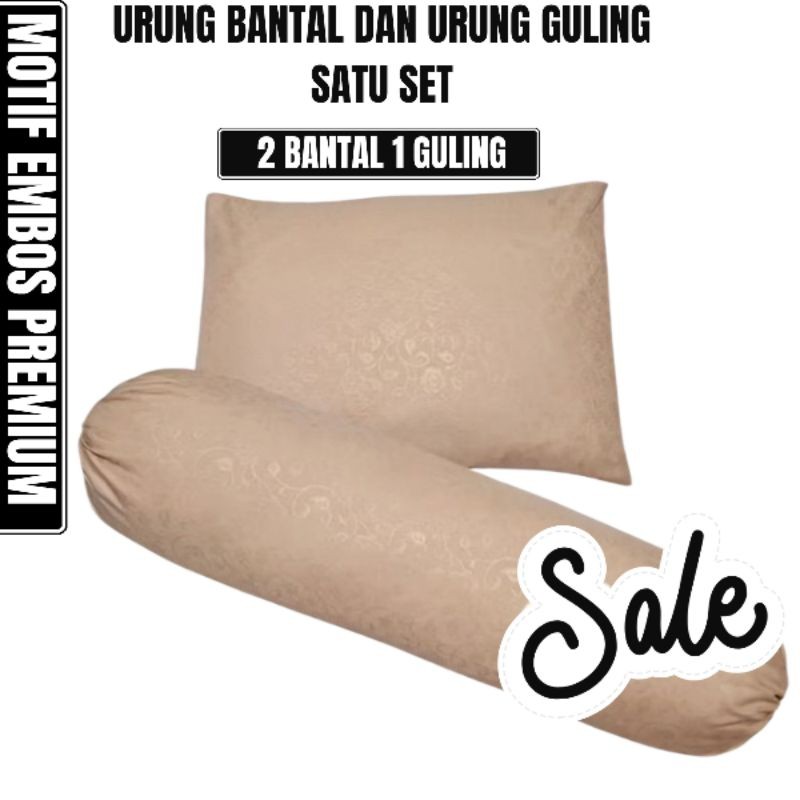 Sarung Urung Bantal Dan Sarung Urung Guling Satu Set 2 Bantal 1 Guling Motif Embos Premium