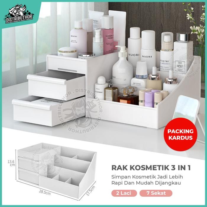 Rak Kosmetik 2 Laci Storage Box Kotak Penyimpanan Makeup Wadah Cosmetik Minimalis Akrilik tempat par