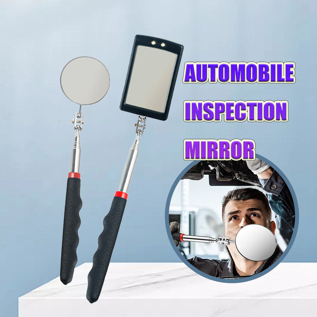 Cermin Inspeksi Portabel Bulat / Persegi, Cermin Inspeksi Genggam Teleskopik Multifungsi - 720mm/880