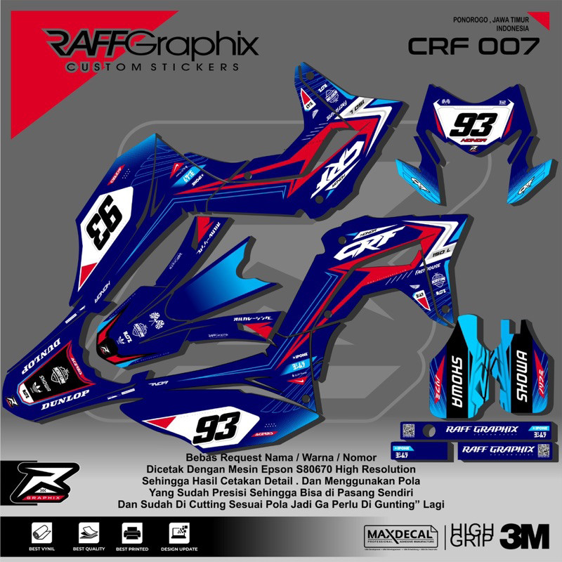 Decal Crf Supermoto - Decal Crf 150- Decal Crf Full Body -decal Crf Custom