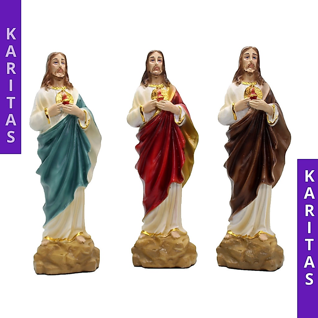 PATUNG YESUS HATI KUDUS MERAH 20 CM  / PATUNG TUHAN YESUS / PATUNG YESUS MURAH / PATUNG YESUS MARIA 