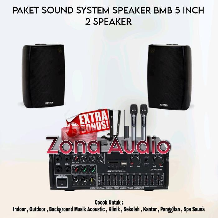 Paket Sound Cafe Resto Karaoke Speaker BMB 5 Inch 2 Speaker Amplifier Usb Bluetooth Original ( BMB 3
